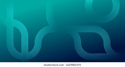 Simple dark blue abstract background with lines in dynamic curved geometric style as the main element