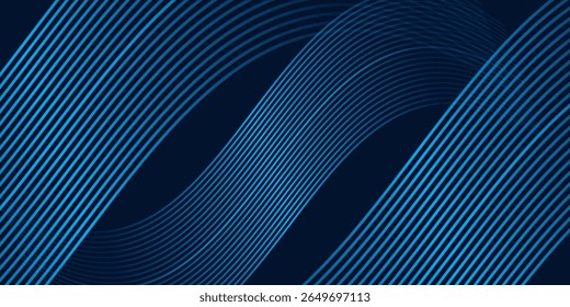 Simple dark blue abstract background with lines in a curved style geometric style as the main element.
