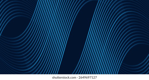 Simple dark blue abstract background with lines in a curved style geometric style as the main element.
