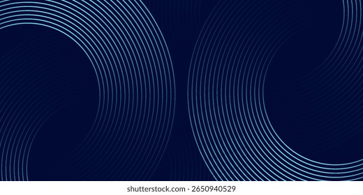 Simple dark blue abstract background with lines in a curved style geometric style as the main element.
