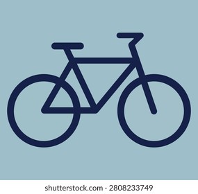 Simple dark blue bicycle icon a light blue background