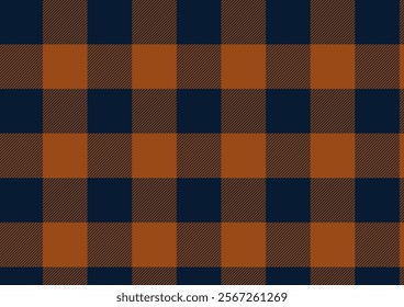 Simple dark blue brown tone plaid seamless pattern vector. Background graphic tartan fashion design use for print, texture, cloth, fabric, flannel.	