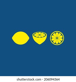 Simple dark blue card with three lemon symbols