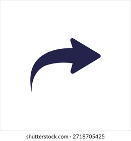 Un simple icono de flecha curva azul oscuro que apunta a la derecha, comúnmente utilizado para representar la función 'compartir' en interfaces digitales. El símbolo está claramente aislado sobre un fondo blanco puro.