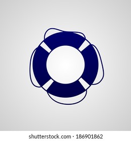Simple dark blue icon lifebuoy isolated on white background