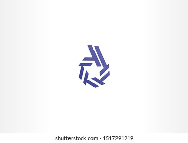 Simple dark blue logo with ribbon  shape design