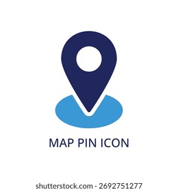 Elemento de Diseño gráfico de icono de ubicación de pin de mapa azul oscuro simple