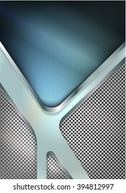 simple dark blue metallic blank for design with empty cells under glass / sheets of glass on metallic base with shadows and reflections