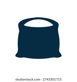 A simple, dark blue silhouette of a heavy sack or bag. This versatile icon is perfect for concepts like farming, storage, grain, and industry.