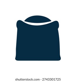 A simple, dark blue silhouette icon of a full sack. This versatile vector graphic is ideal for agriculture, food, and industrial applications.