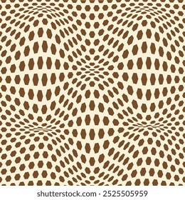 simple dark brown color small poligon wavy distort pattern and creem color background.