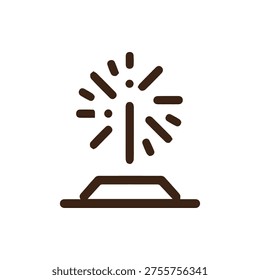 A simple, dark brown line icon of a water sprinkler or fountain on a white background. Ideal for gardening, irrigation, and landscaping concepts.
