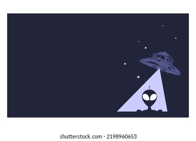 Simple dark cartoon alien in space background
