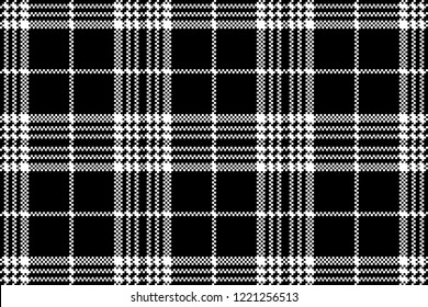 Simple dark fabric check black white seamless pattern. Vector illustration.