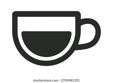 Icono gris oscuro simple de una taza de café llena de líquido oscuro