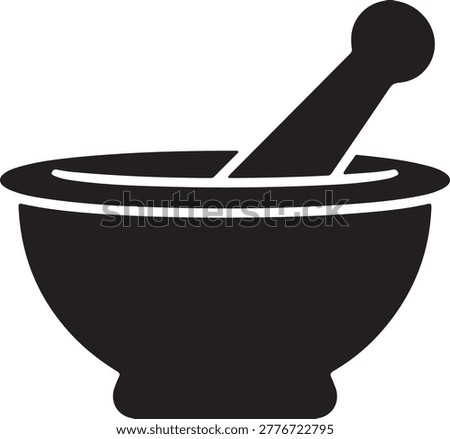 Simple dark gray mortar and pestle illustration isolated on transparent background