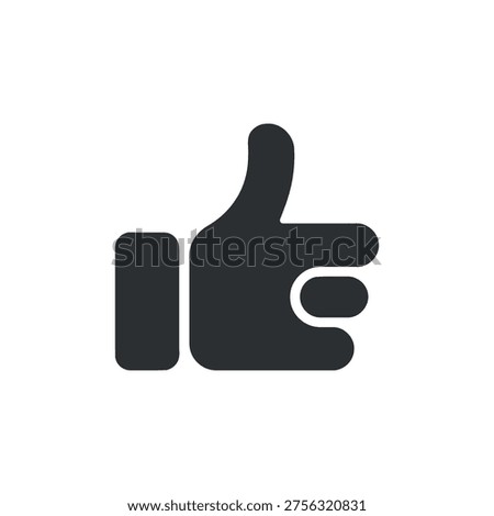 A simple dark gray thumbs-up icon representing approval agreement or positivity against a white background