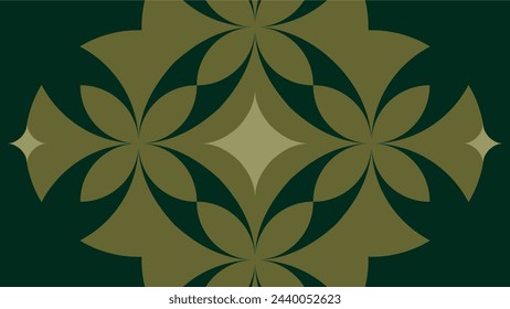 Simple dark green oriental floral vector pattern. Elegant, traditional, classic, modern illustration. Blink hand writing decorative element texture.
