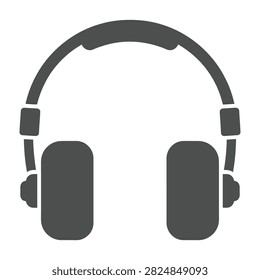 Simple dark grey headphones icon for music and audio listening on white background