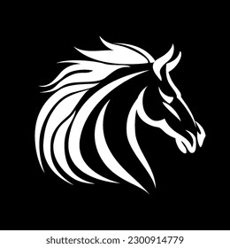 Einfache dunkle Pferdekopf für Mascot-Logo-Vorlage auf Schwarz