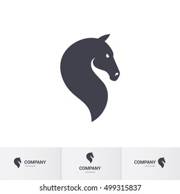 Simple Dark Horse Head for Mascot Logo Template on White