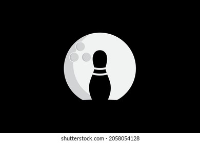 simple dark moon bowling logo