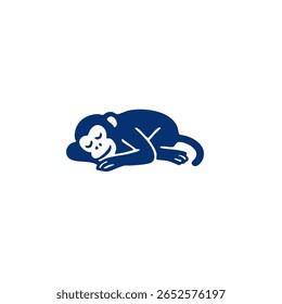 Simples, azul-escuro gráfico de um macaco dormindo