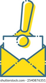 Simple dashed line letter, stationery and exclamation mark illustration