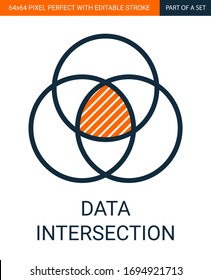 Simple Data Intersection Outline Colorful Vector Icon for UI and UX, Website or Mobile Application.