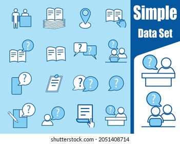 simple data set and related vector line icon