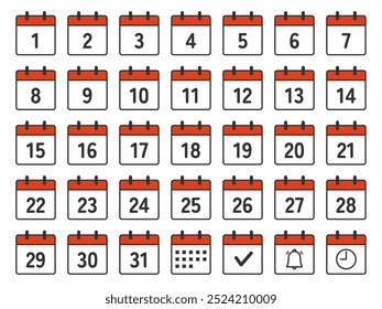 Simple date calendar icon set