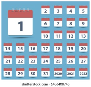 Simple date calendar set - Flat calendar icon - Date or event reminder sign. - Business vector illustration.