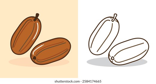 a simple Date fruit illustration for a Ramadan design element or coloring book element