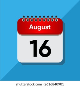 Simple Date Icon for August – Flat UI Design with Bold Colors