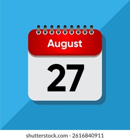 Simple Date Icon for August – Flat UI Design with Bold Colors