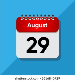 Simple Date Icon for August – Flat UI Design with Bold Colors