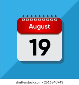 Simple Date Icon for August – Flat UI Design with Bold Colors