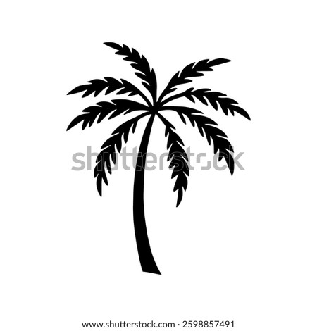 Simple date palm tree silhouette vector flat illustration design on white background.