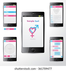 Simple dating mobile application user interface on smartphone screen