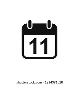 Simple day 11 calendar icon, notification, alert, popup, planner, vector illustration