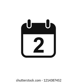 Simple day 2 calendar icon, notification, alert, popup, planner, vector illustration