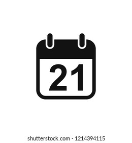 Simple day 21 calendar icon, notification, alert, popup, planner, vector illustration