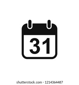 Simple day 31 calendar icon, notification, alert, popup, planner, vector illustration