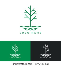 A simple dead tree and swamp logo template