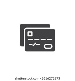 A simple debit or credit card vector icon. filled flat sign for mobile concept and web design. Bank Card glyph icon. Digital payment symbol, logo illustration. Vector graphics
