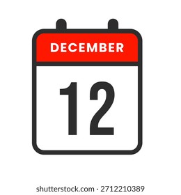 Icono de fecha simple del 12 de diciembre ideal para planificar eventos, rastrear fechas límite, establecer recordatorios y respaldar rutinas de productividad.