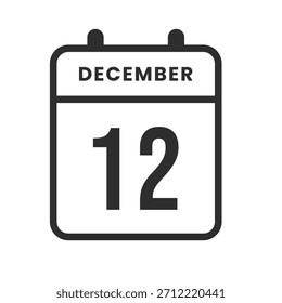 Simple December 12 date icon ideal for planning events, tracking deadlines, setting reminders, and supporting productivity routines.