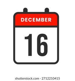 Simple December 16 date icon to mark important days, plan tasks, set reminders, and organize appointments effectively.
