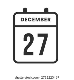 Icono simple del 27 de diciembre que marca el vigésimo séptimo día para organizar horarios, planificar eventos, configurar recordatorios y realizar un seguimiento de las tareas.