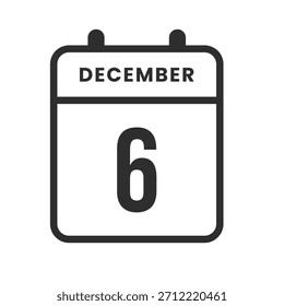 Icono simple de fecha del 6 de diciembre utilizado para planificar eventos, programar reuniones, configurar recordatorios y organizar el tiempo de manera efectiva.